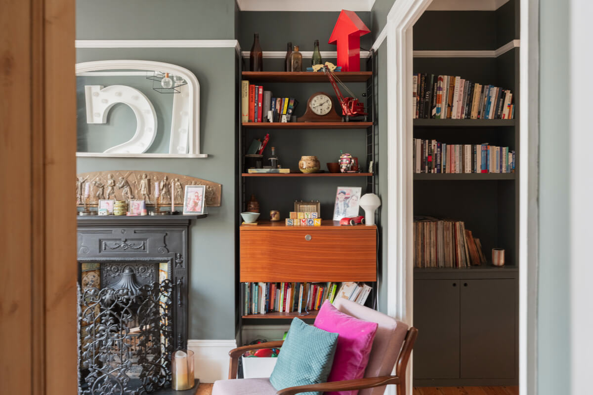 living room niche bookcase