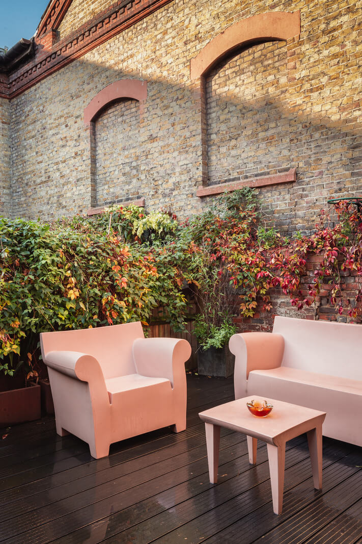 wooden seating area garden